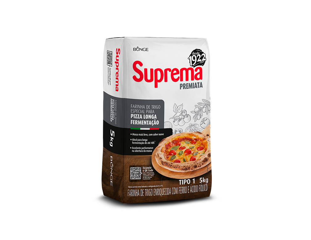 FARINHA DE TRIGO LONGA FERMENTAÇÃO PIZZA SUPREMA BUNGE 5 KG (FDO 25 KG)